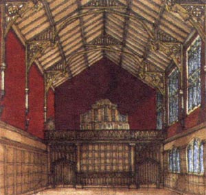 Early artist's impression of the refurbished hall
