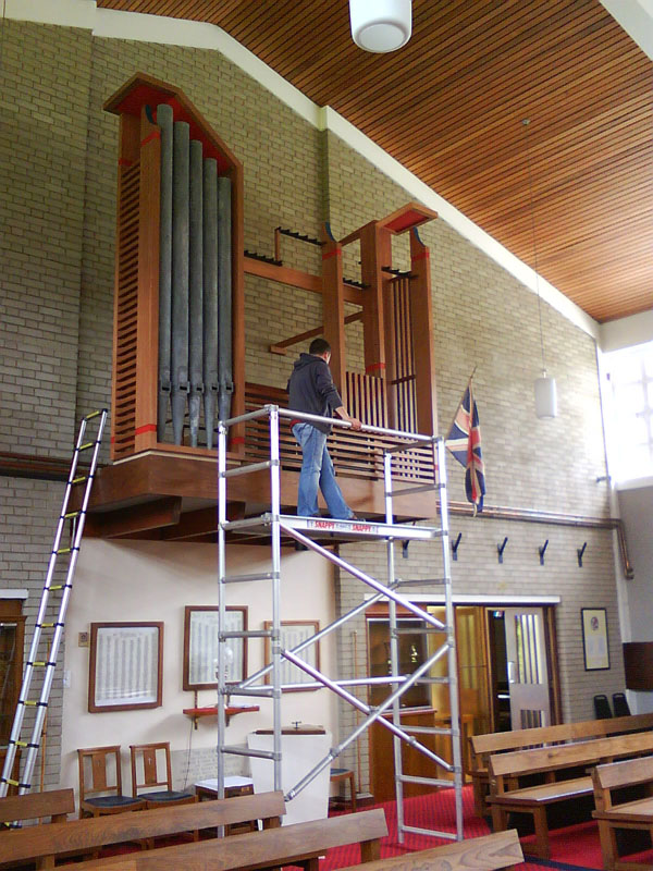 New organ case being erected
